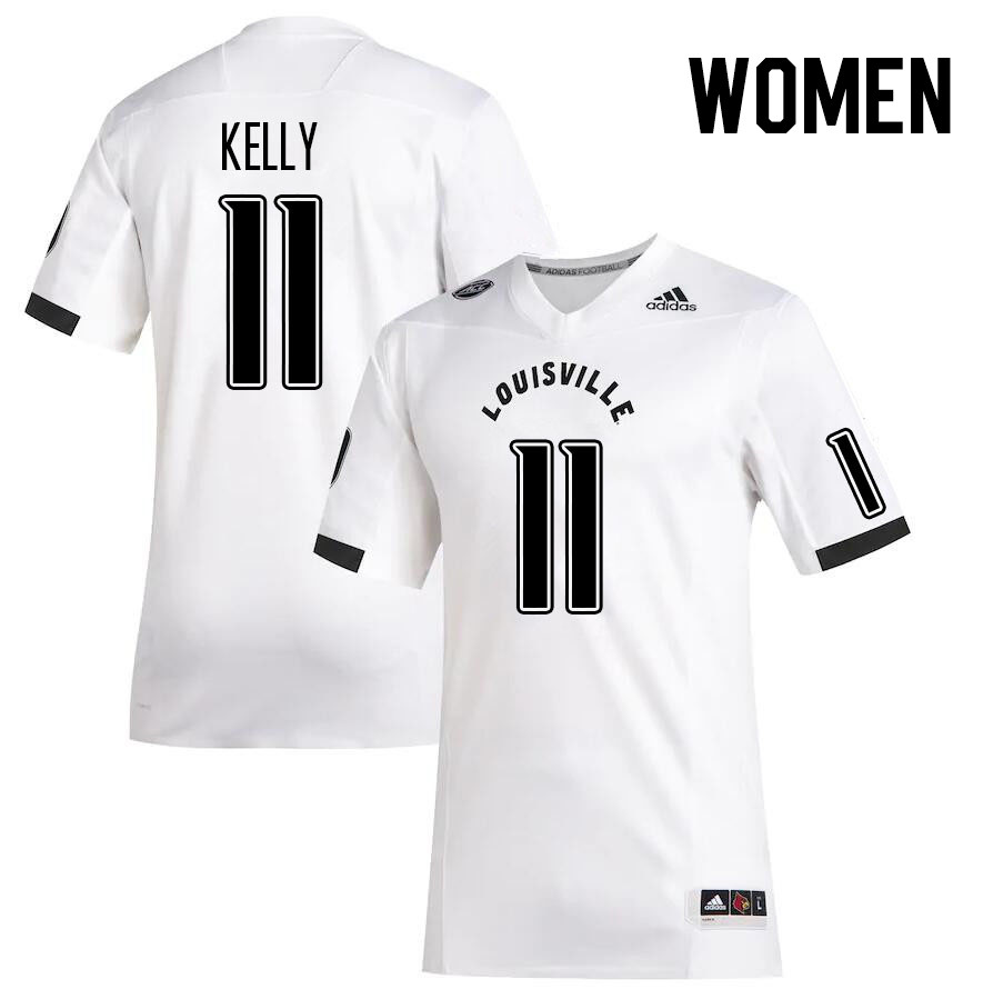 Women #11 Cam'Ron Kelly Louisville Cardinals College Football Jerseys Stitched Sale-White - Click Image to Close